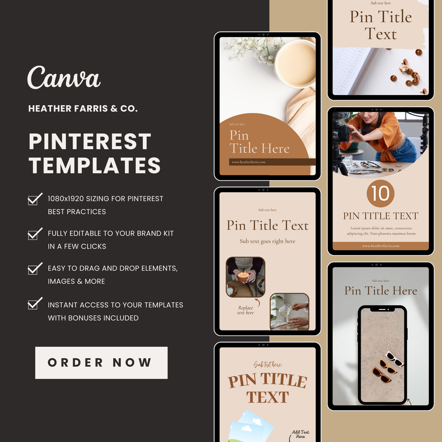 Boho Themed Pinterest Templates for Canva
