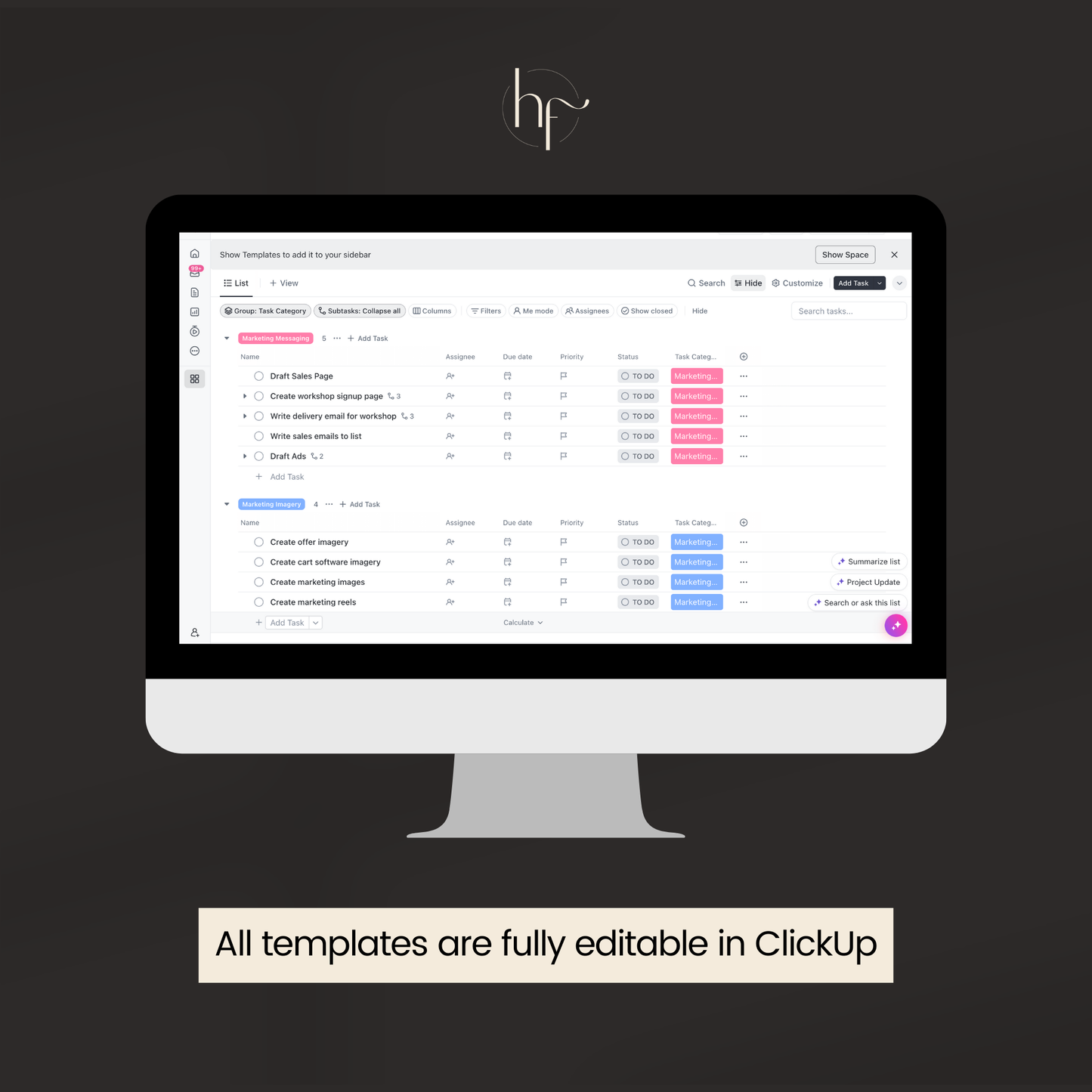 ClickUp Simple Launch Planner Template