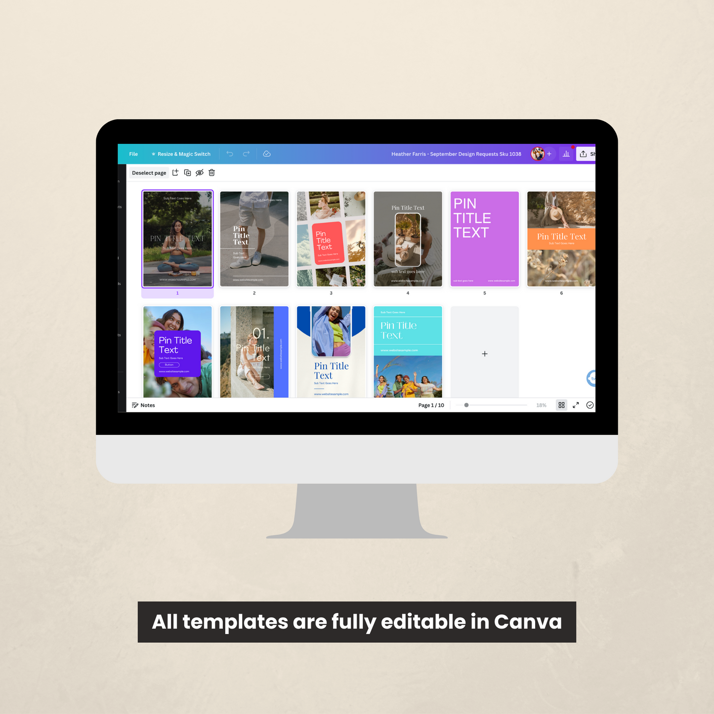 Minimalist Luxe Pinterest Templates for Canva