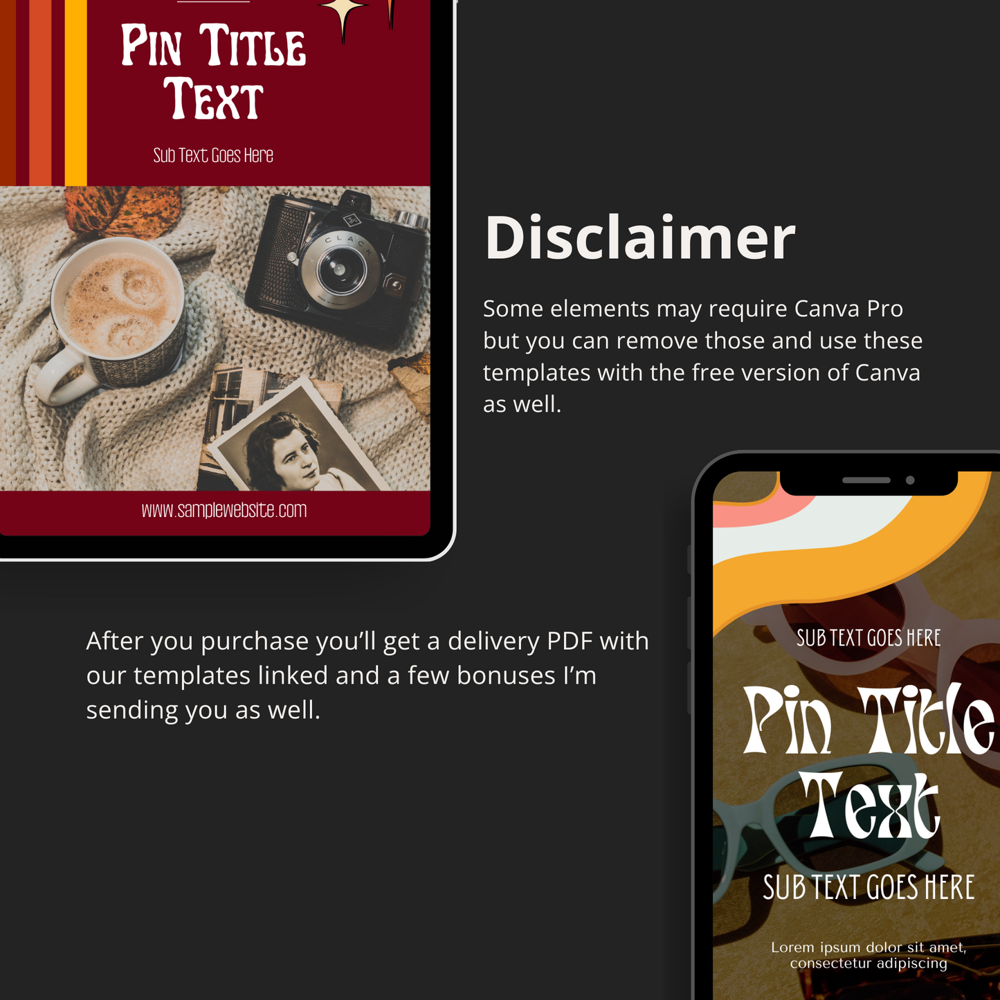 Retro Pinterest Pin Templates for Canva