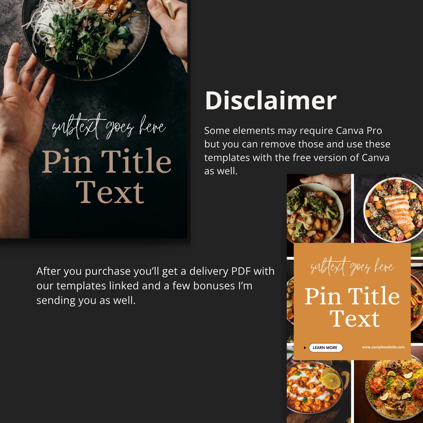 Food Blogger Pinterest Pin Templates