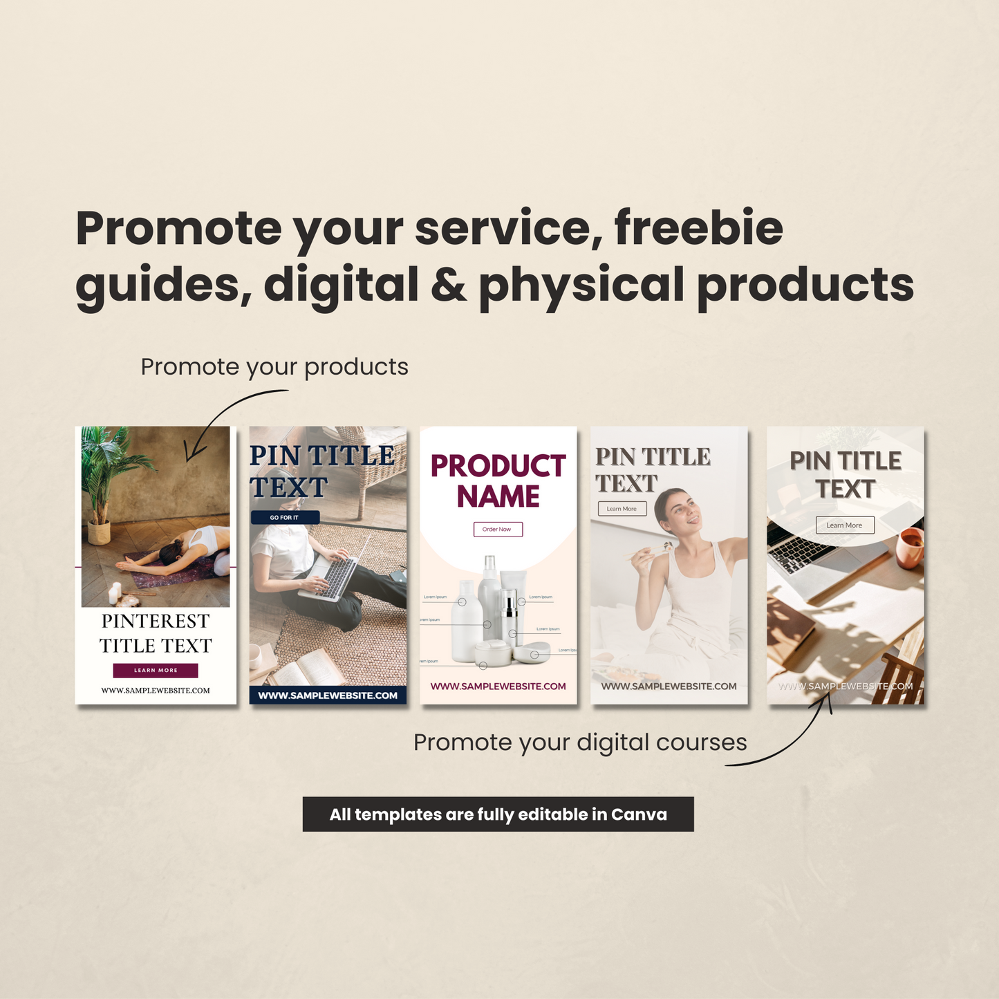 Content Creator Pinterest Pin Templates for Canva