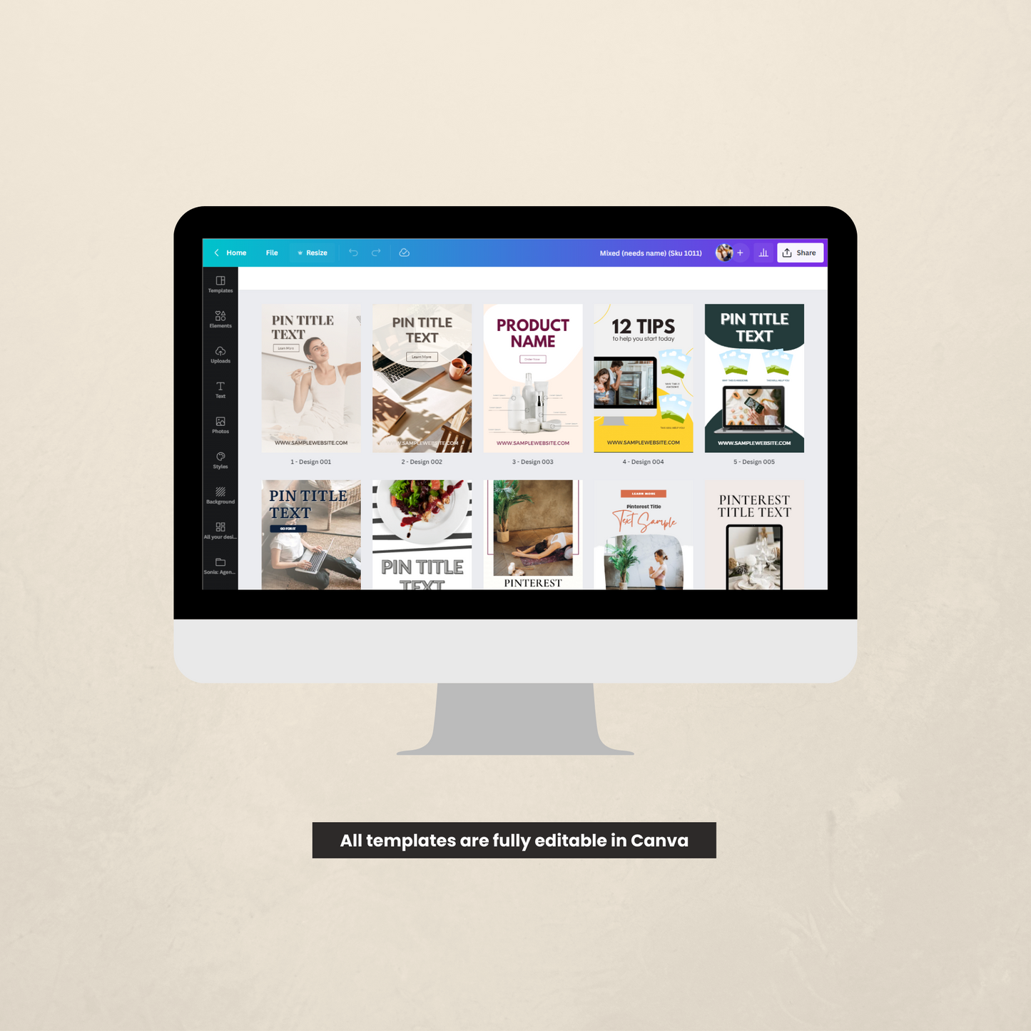 Content Creator Pinterest Pin Templates for Canva