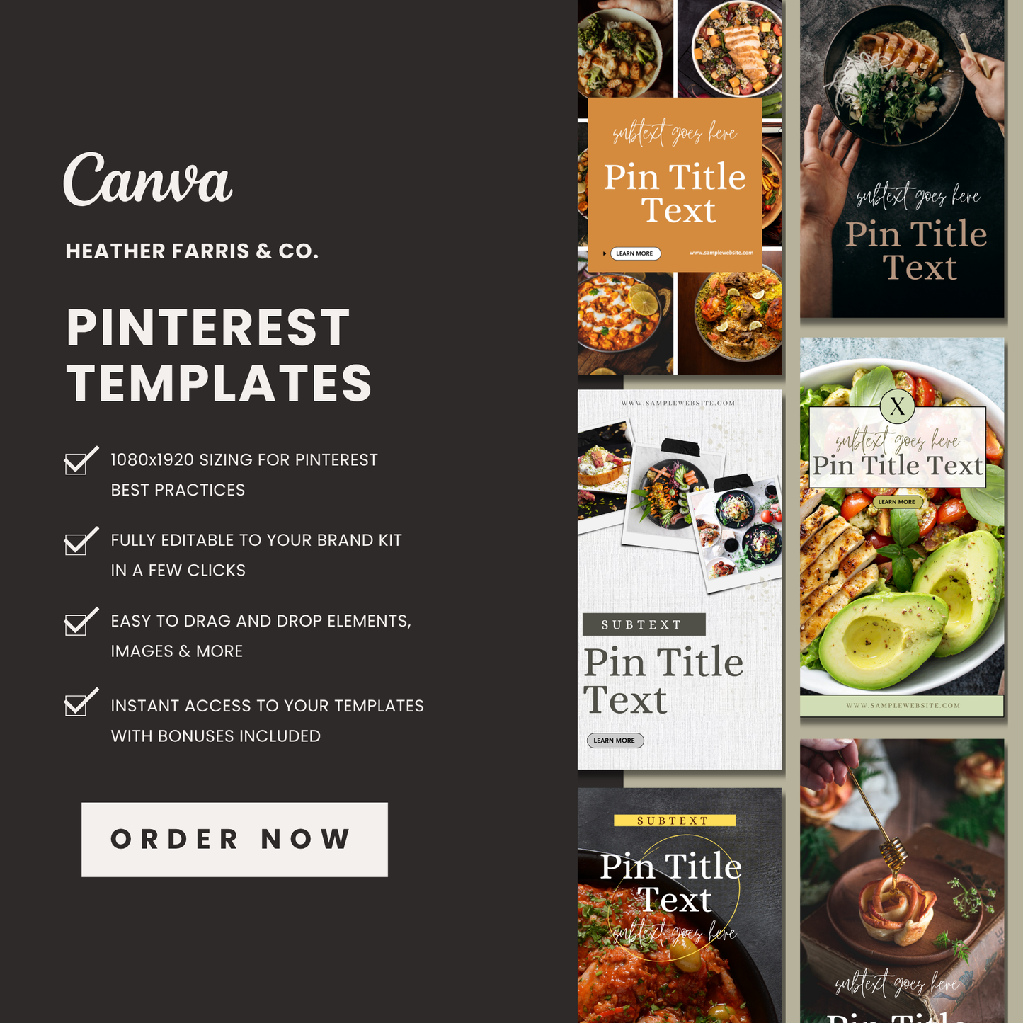 Food Blogger Pinterest Pin Templates