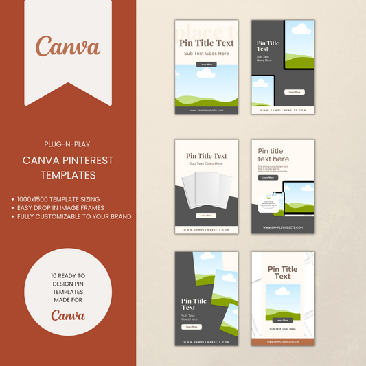 Editorial Themed Pinterest Templates for Canva