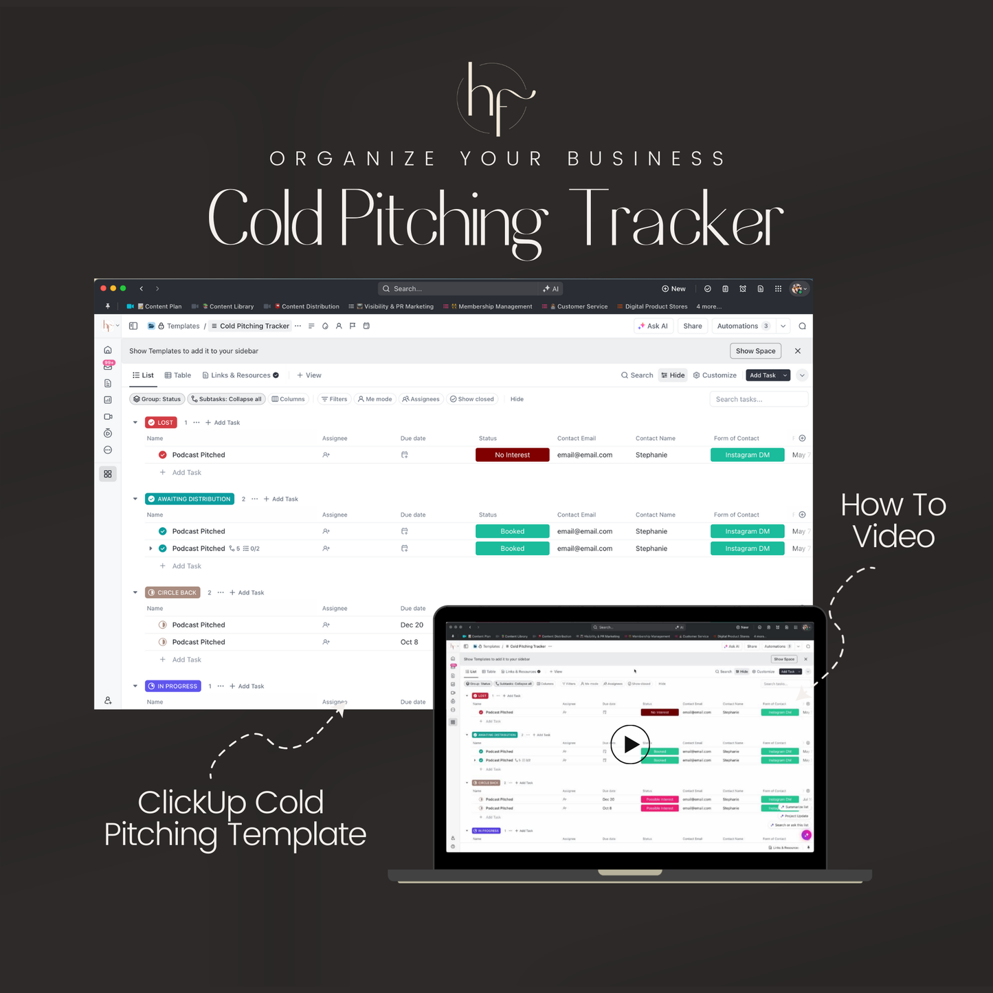 ClickUp Cold Pitching Tracking Template