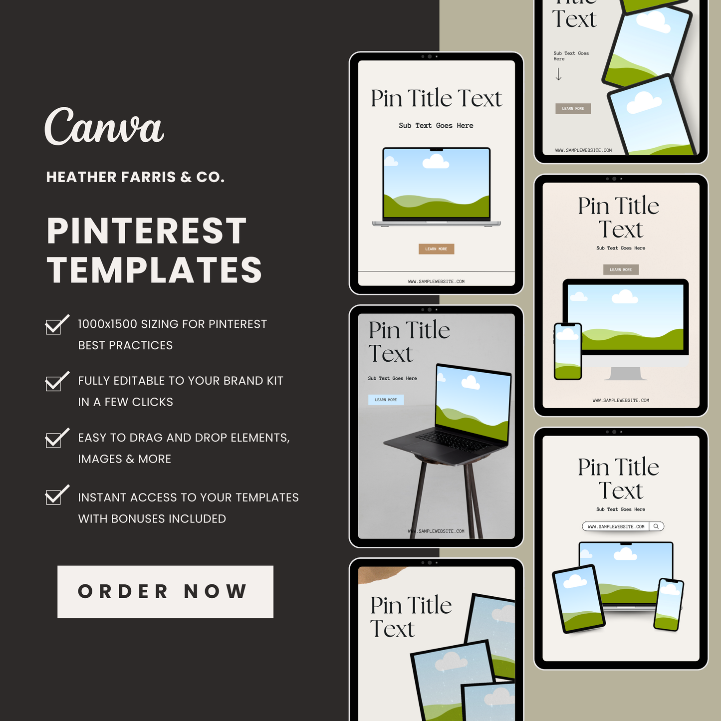 Pinterest Templates for Canva for Device Pins