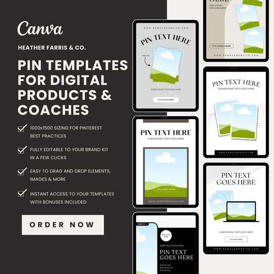 Black & White Pinterest Templates for Canva: Perfect for Coaches & Course Creators