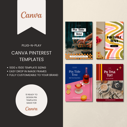Retro Pinterest Pin Templates for Canva