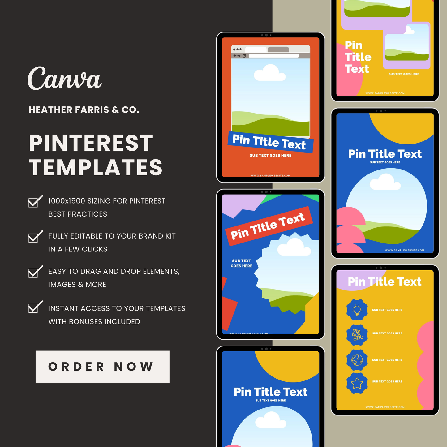 Color Pop Pinterest Templates for Bloggers