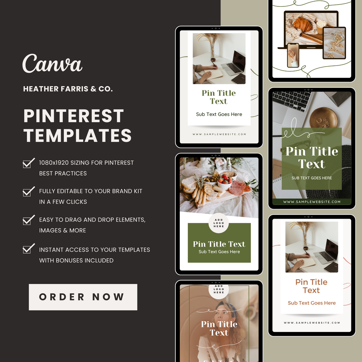 Elegant Pinterest Templates for Canva
