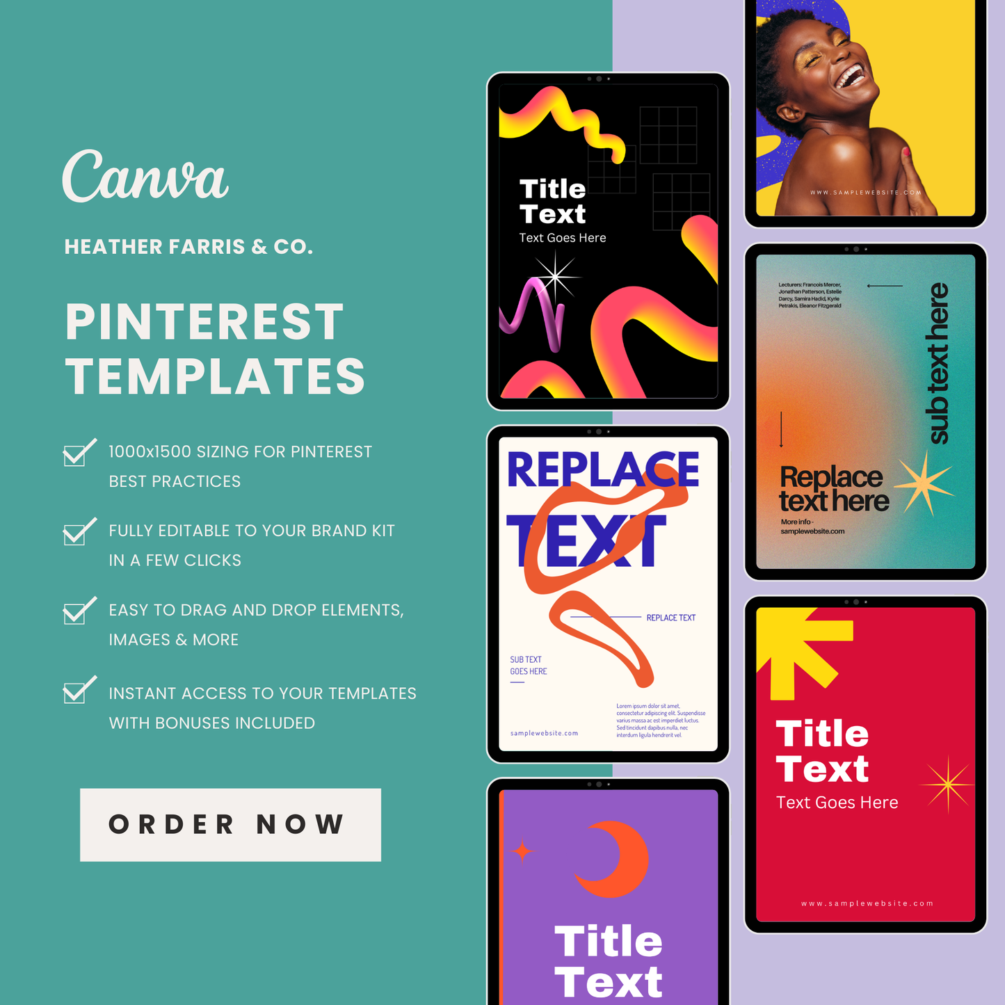 Aesthetic Color Block Pinterest Templates for Canva