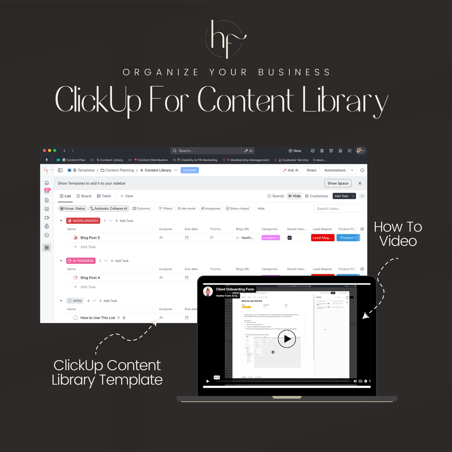 ClickUp Content Library Management List