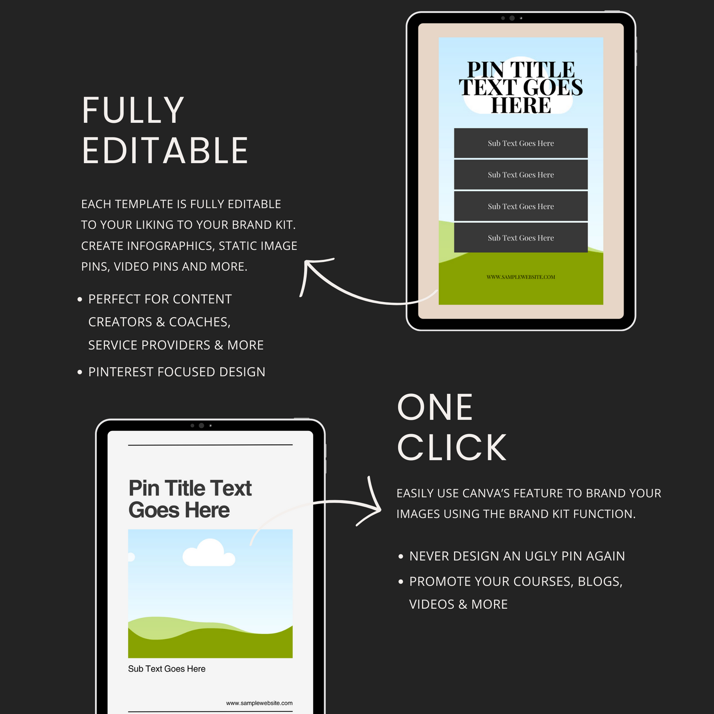 Minimalist Pinterest Templates for Canva (Infographic & Blog Templates)