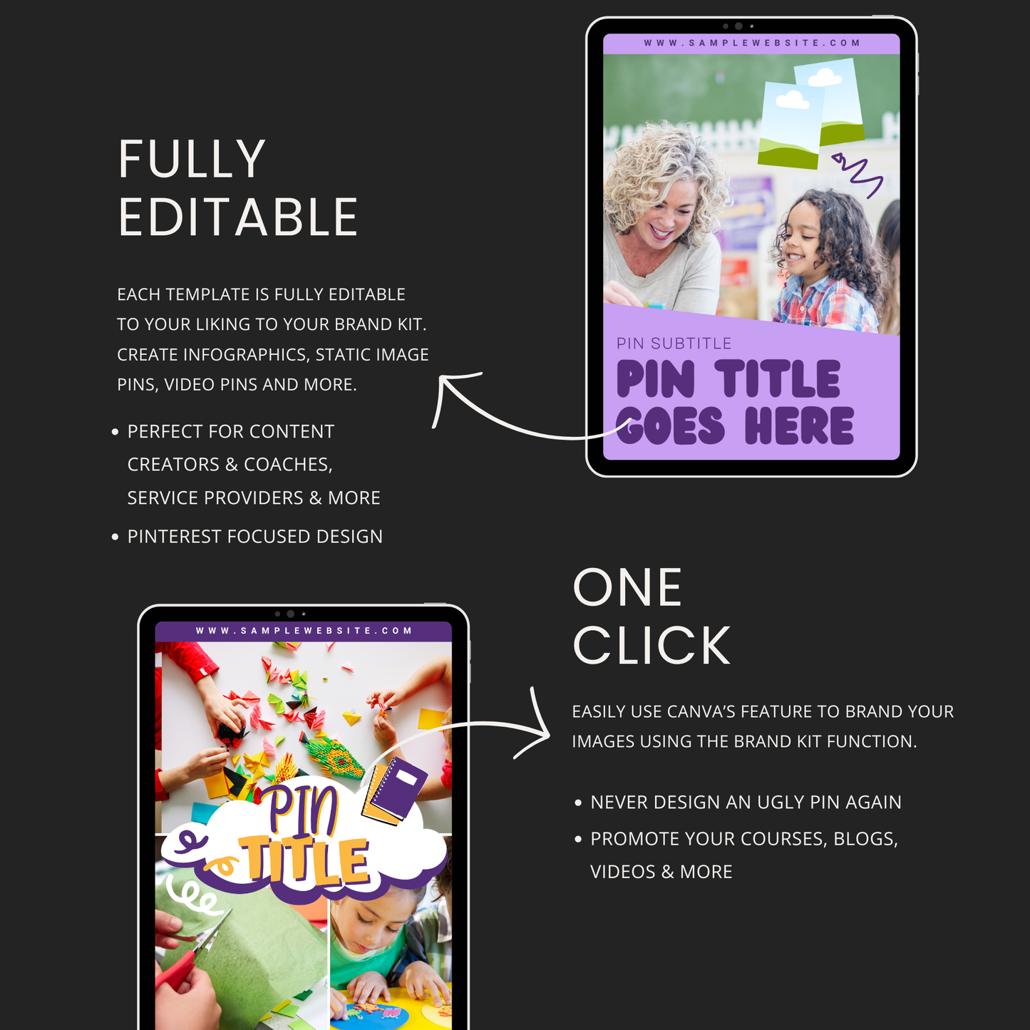 Teacher Product & Blog Pinterest Templates for Canva