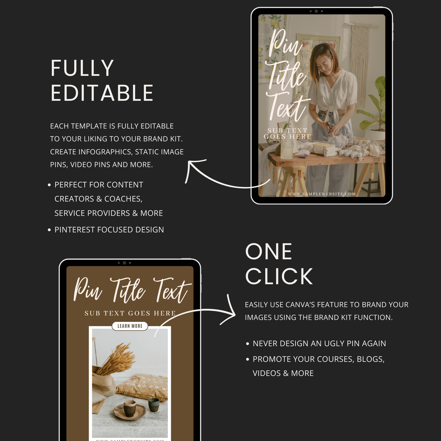 Neutral Pinterest Templates for Canva