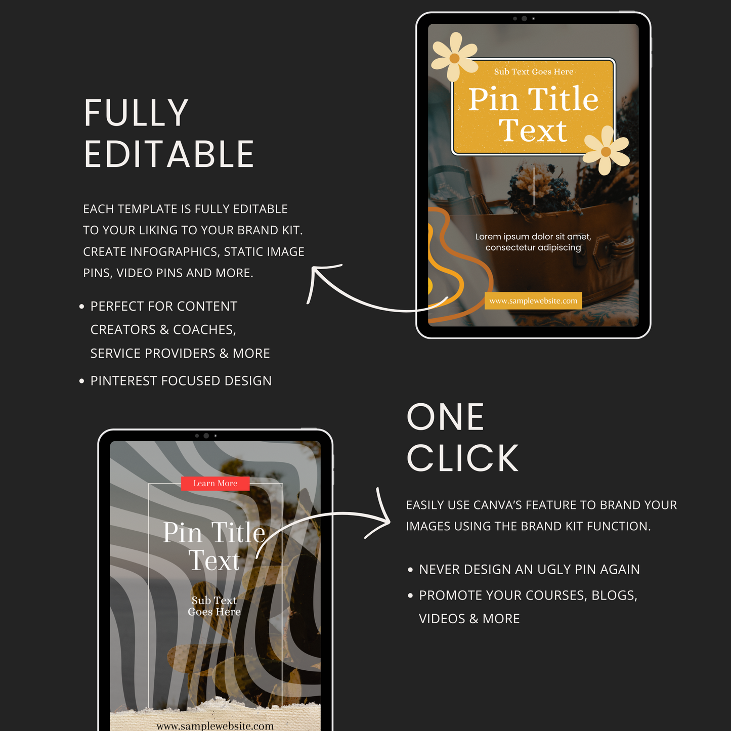 Retro Pinterest Pin Templates for Canva