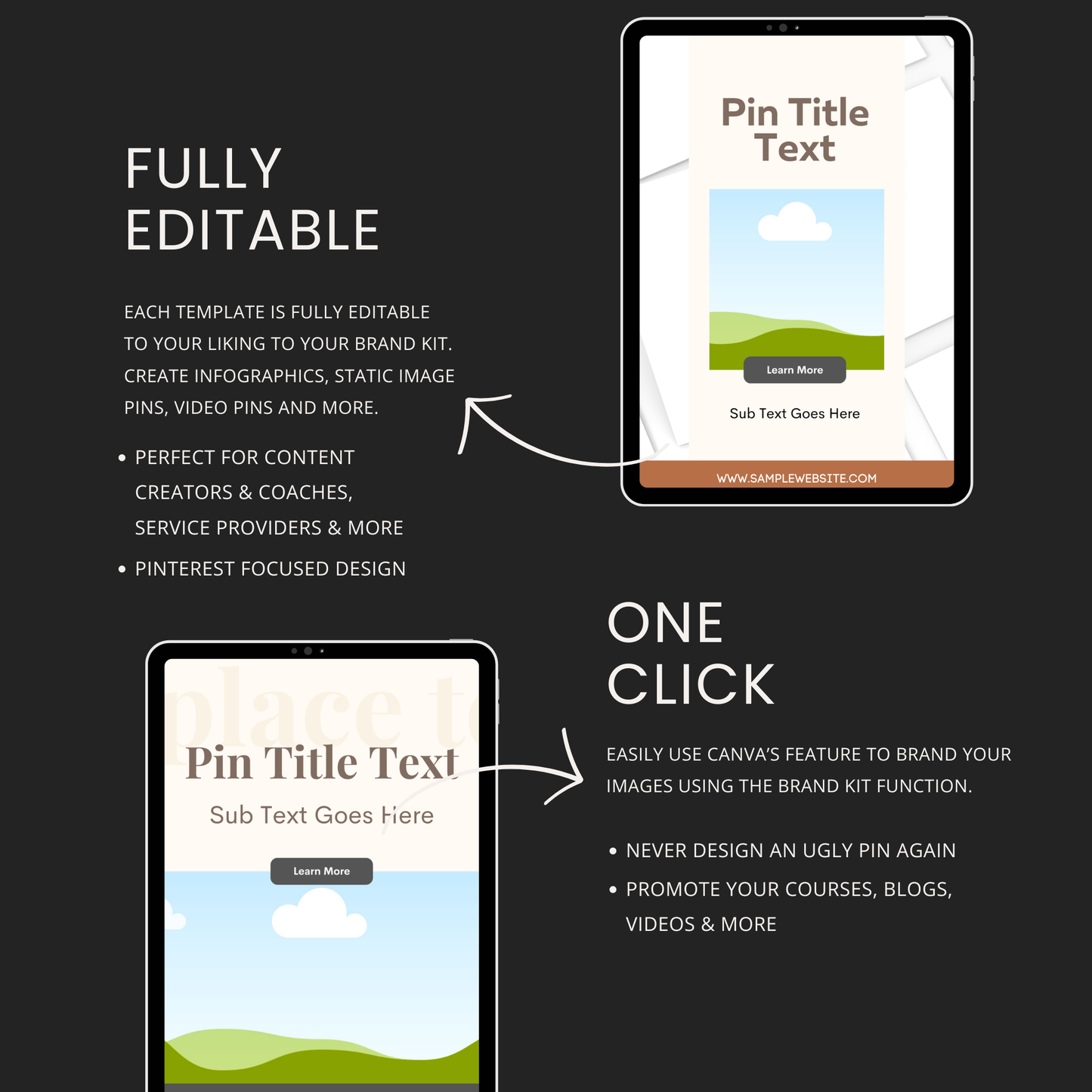 Digital Mockup Themed Pinterest Templates for Canva