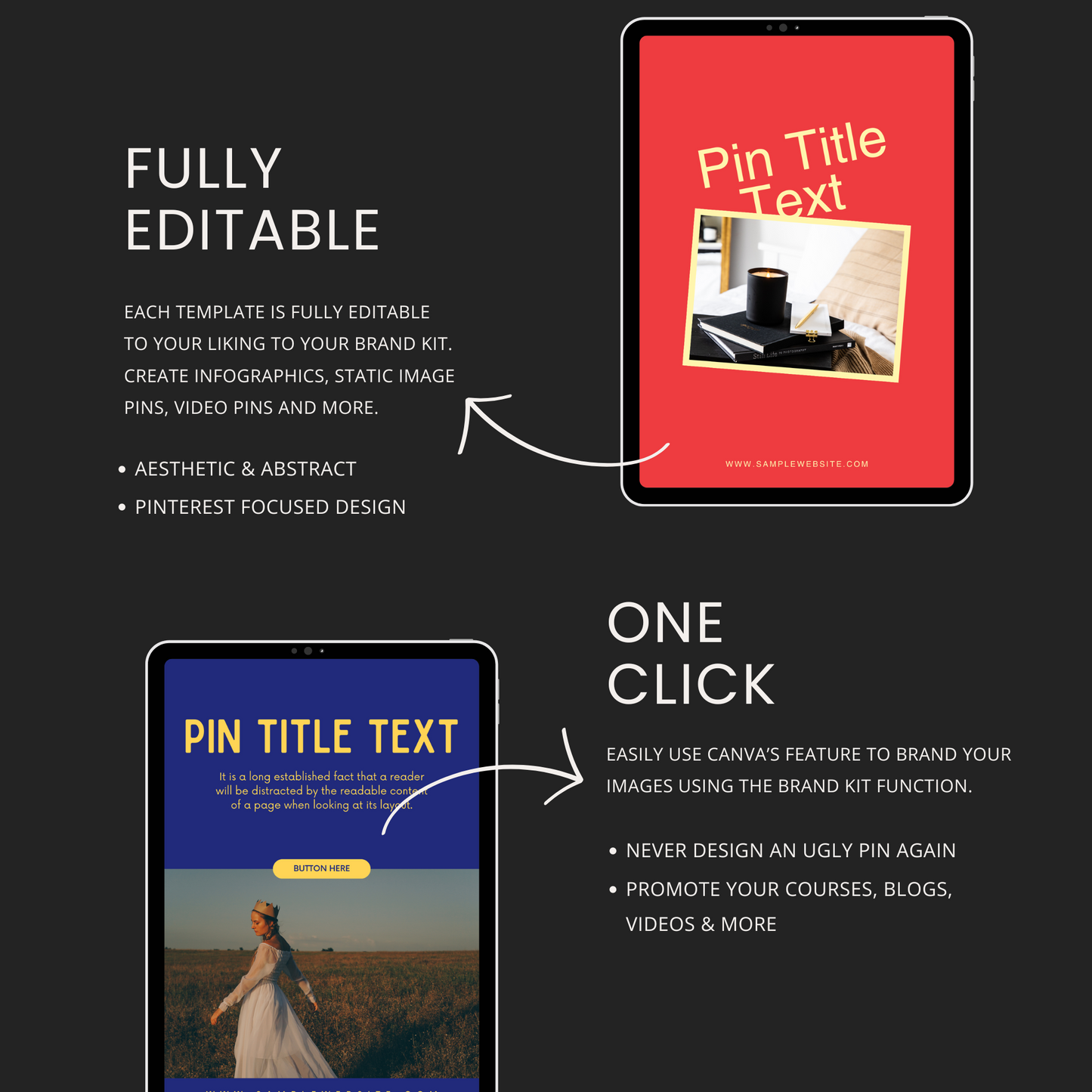 Dual Toned Aesthetic Pinterest Templates for Canva