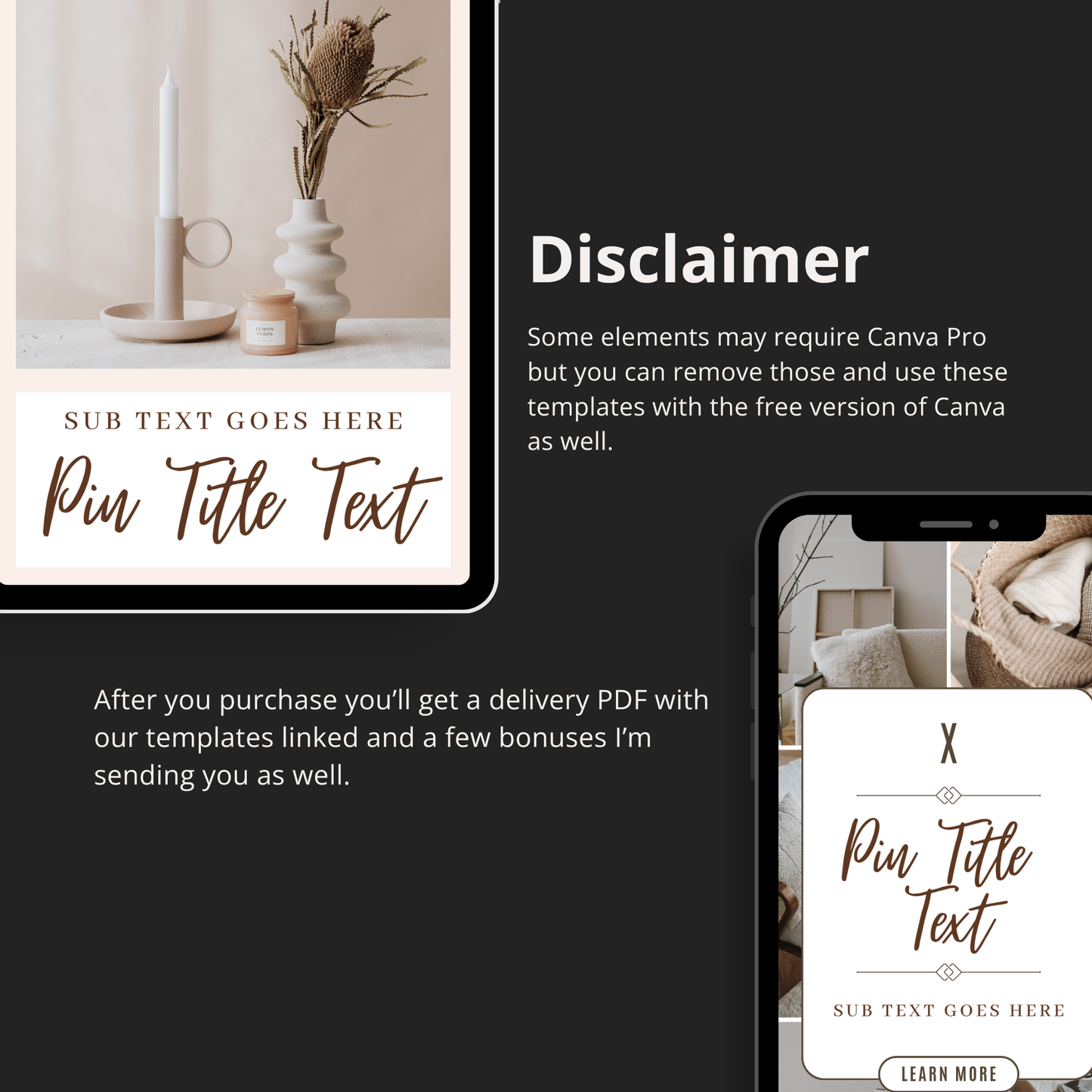 Neutral Pinterest Templates for Canva
