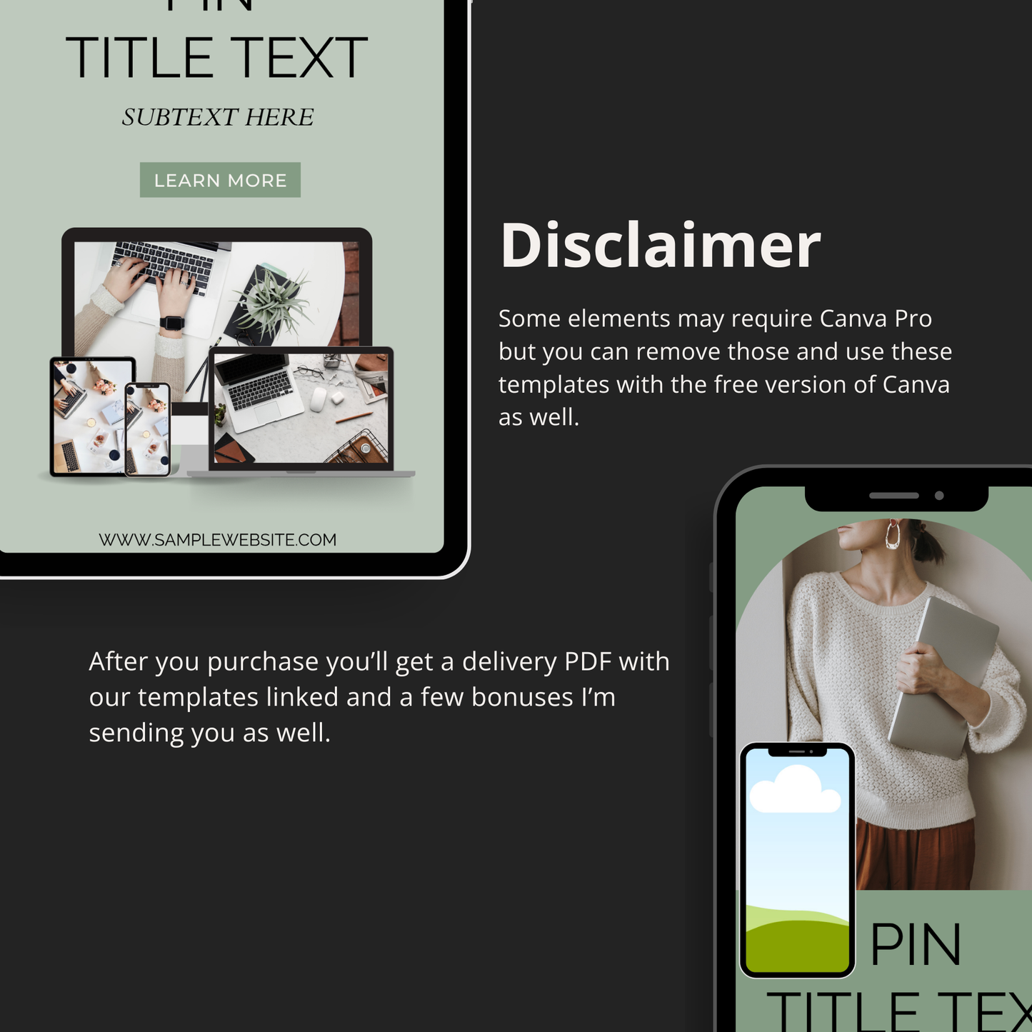 Soft Sage Device Mockup Pinterest Templates