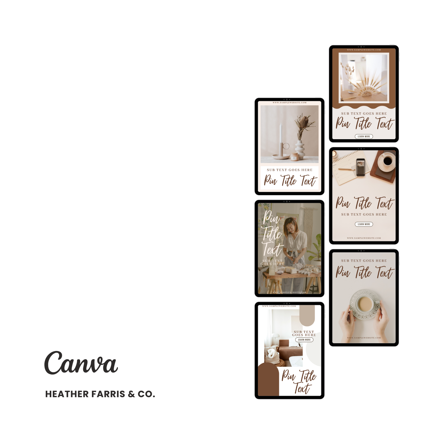 Neutral Pinterest Templates for Canva