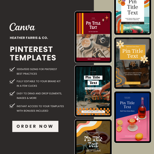Retro Pinterest Pin Templates for Canva