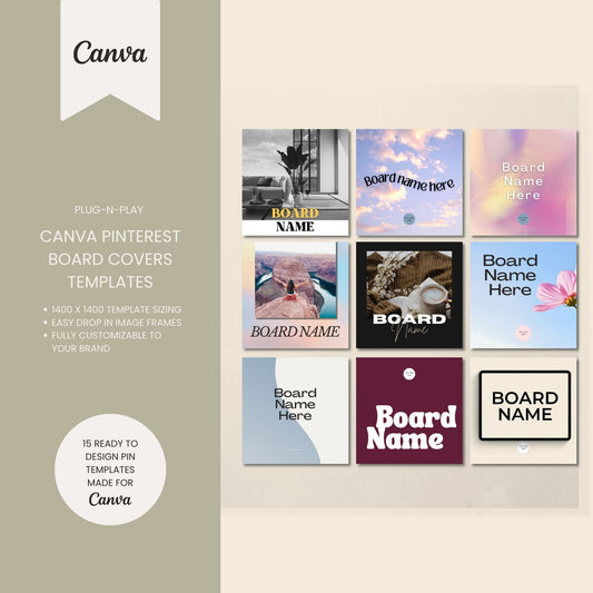 Pinterest Board Cover Templates for Canva