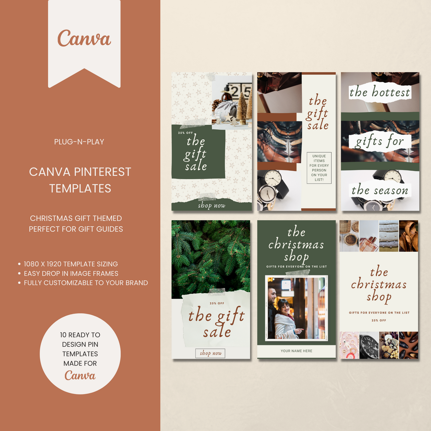Christmas Gift Guide Pinterest Pin Templates for Canva