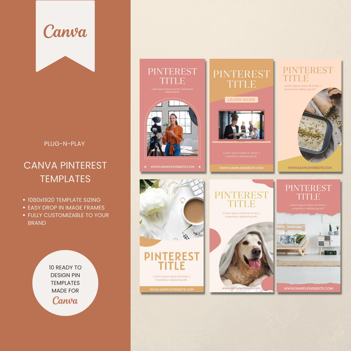 Content Creator Pinterest Pin Templates for Canva V2