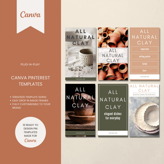 Earth Toned Pinterest Templates for Canva