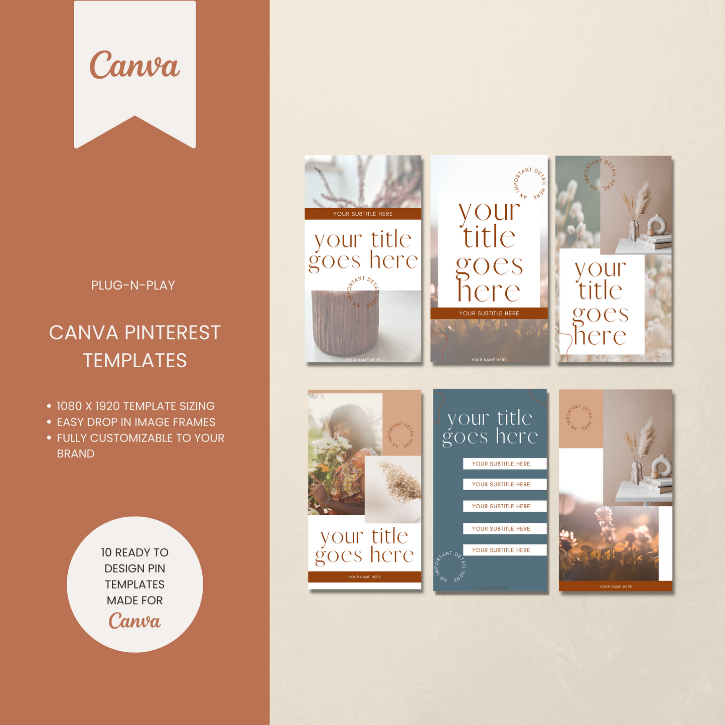 Boho Pinterest Templates for Canva V2