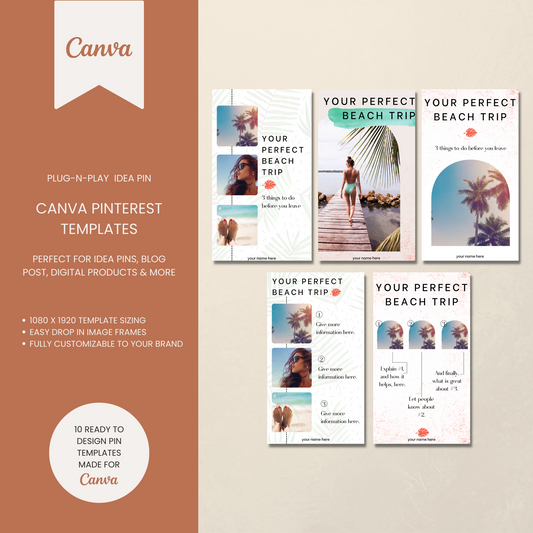 Pinterest Idea Pin Templates for Canva Summer Themed