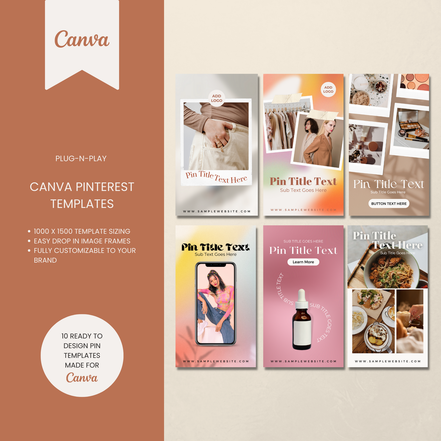 Retro & Wavy Pinterest Templates for Canva