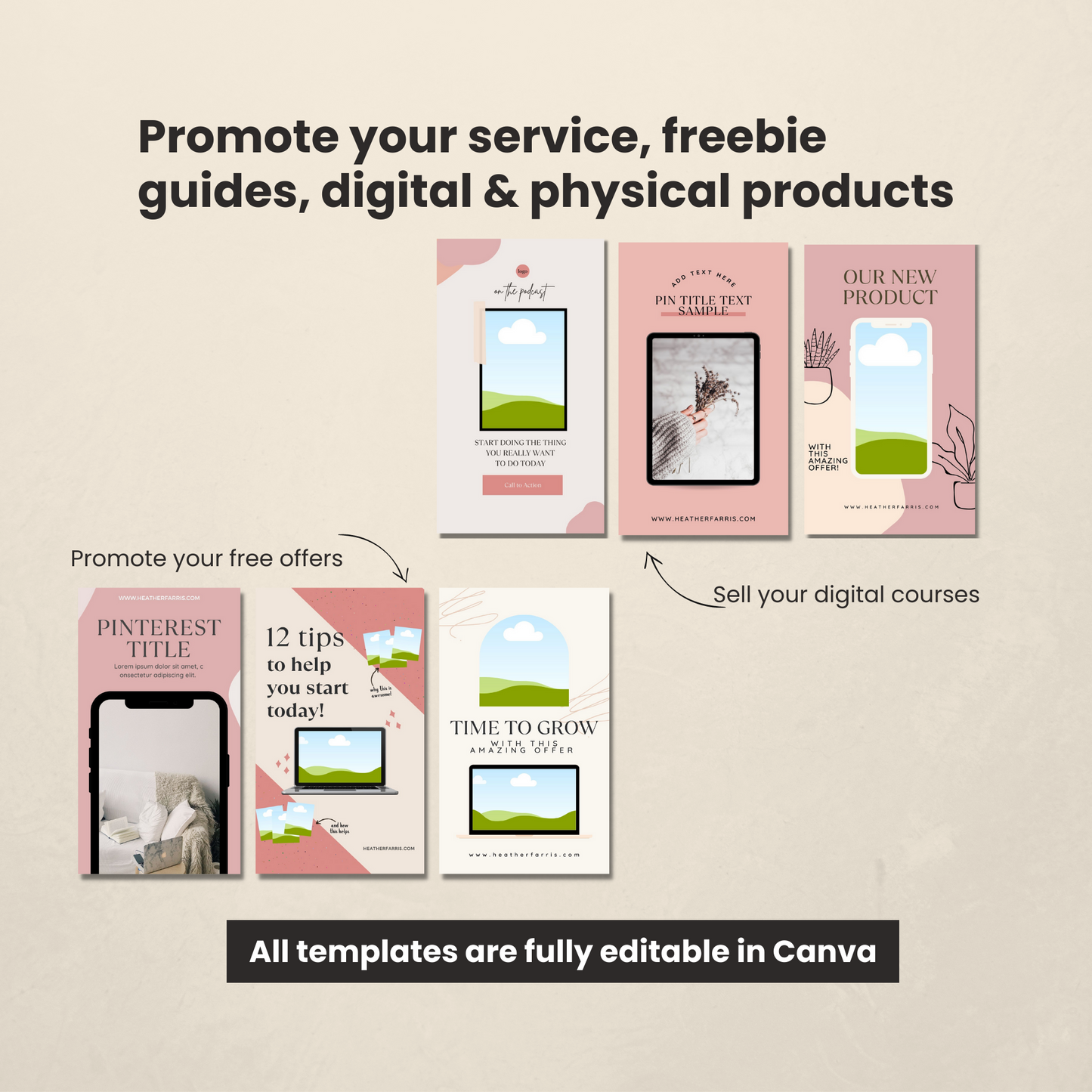 Pinterest Pin Templates for Digital Products Mega Pack