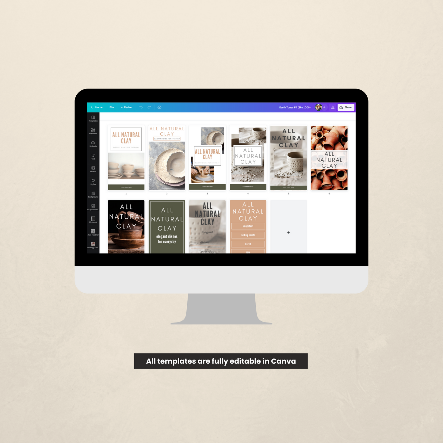 Earth Toned Pinterest Templates for Canva