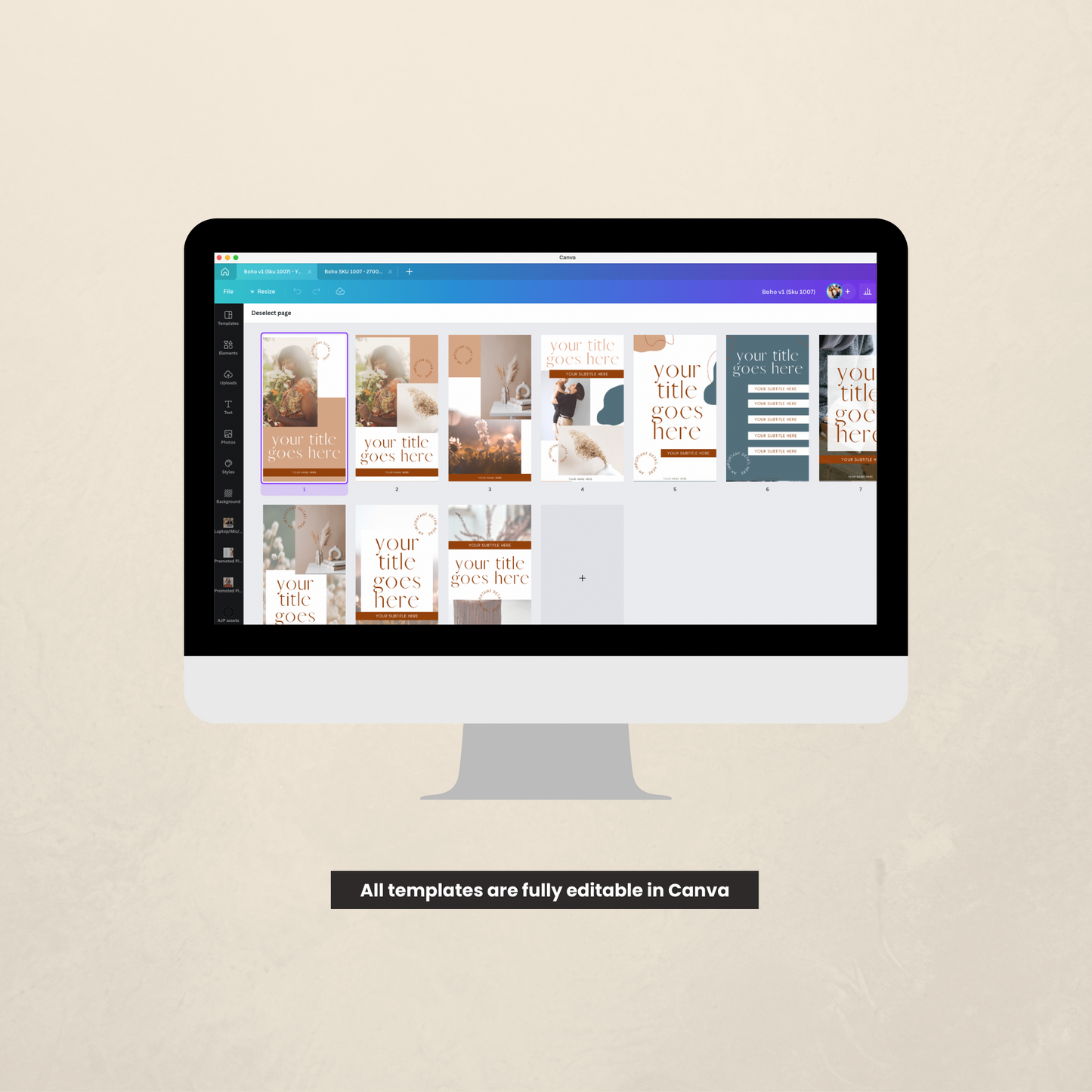 Boho Pinterest Templates for Canva V2