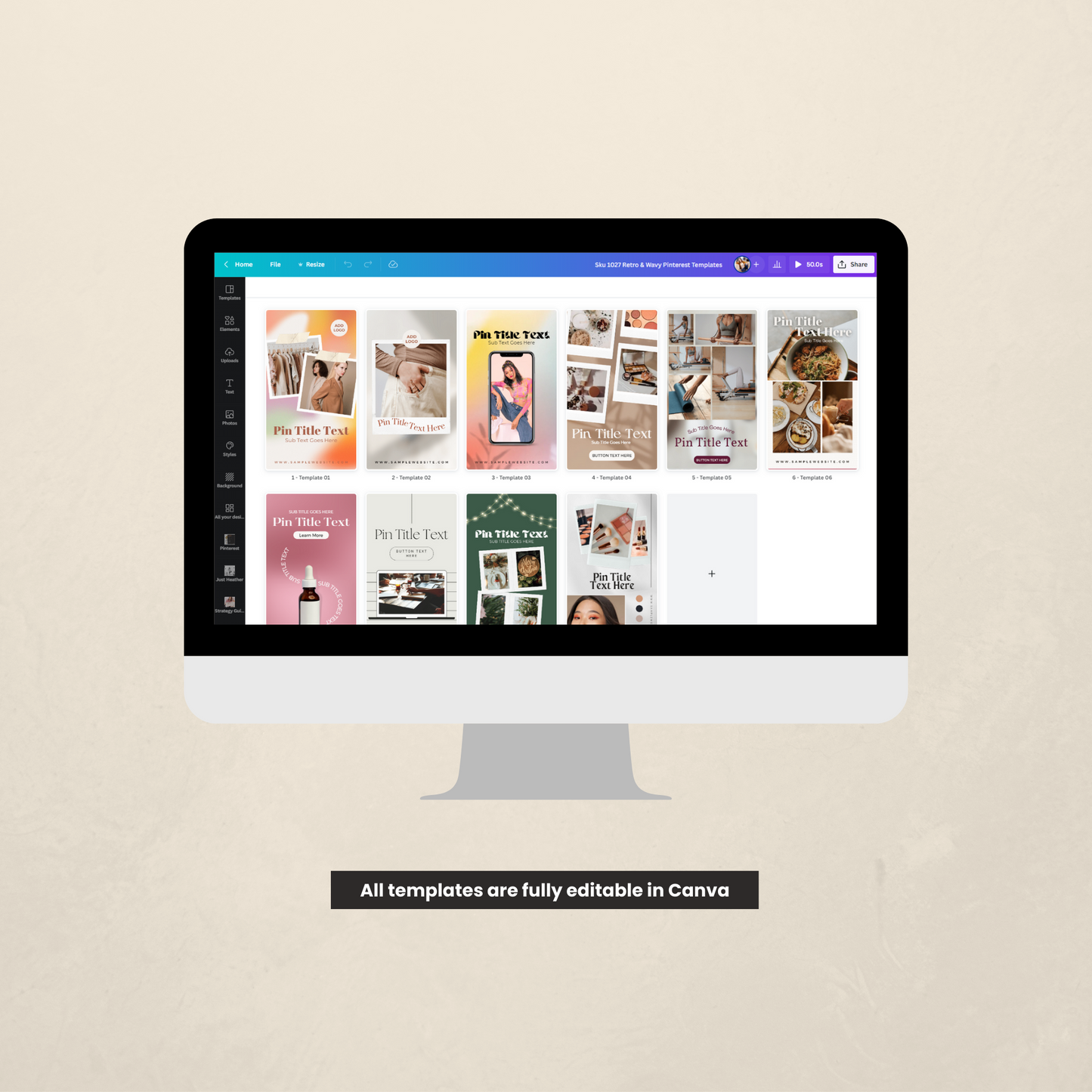 Retro & Wavy Pinterest Templates for Canva