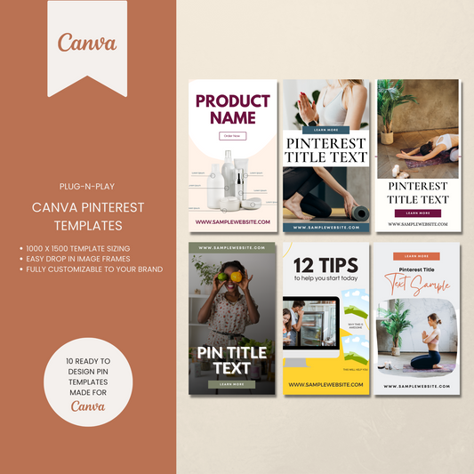Content Creator Pinterest Pin Templates for Canva